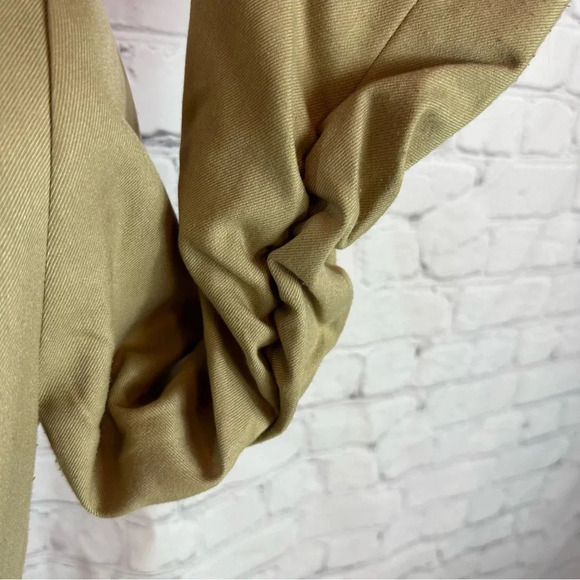 gianni bini blazer jacket sz 4 neutral khaki ruched sleeve preppy office - Picture 2 of 9